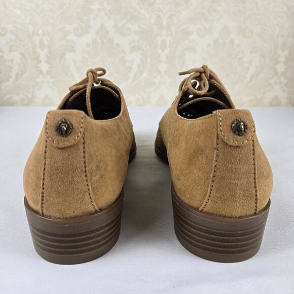 Anne Klein Laden I Flex Size 8.5M Tan Perforated Textile Lace Up Loafers NWOT - Picture 6 of 16
